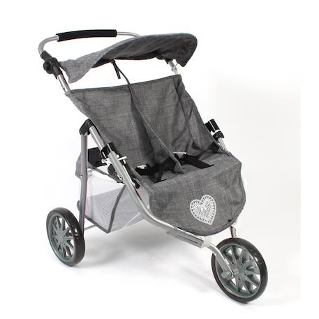 Poussette jogger pour poupées jumelles - jeans gris Gris 1 - vertbaudet enfant 