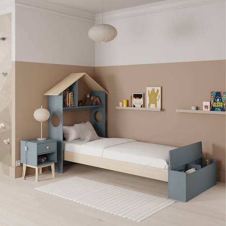 Chevet enfant 1 tiroir - gamme simon Blanc+Vert kaki 9 - vertbaudet enfant 