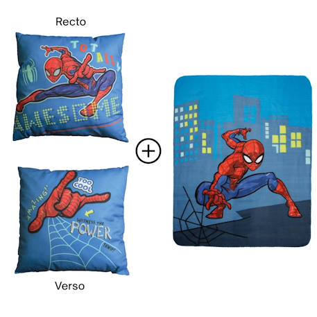 Ensemble plaid et coussin, spiderman hero Bleu 1 - vertbaudet enfant 
