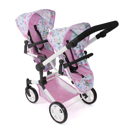Poussette double pour poupées linus duo flowers Rose 4 - vertbaudet enfant 