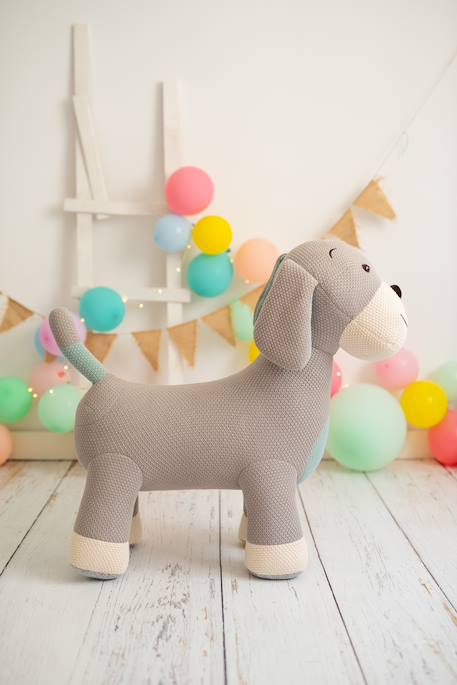 Grand peluche siège d’appoint chien cocker Gris clair et bleu 4 - vertbaudet enfant 
