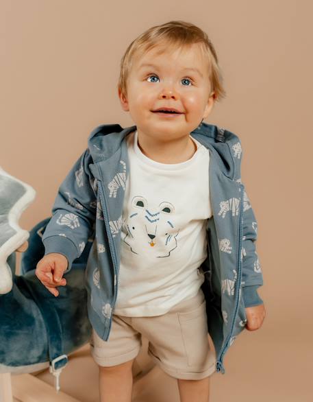 Sweat à capuche molleton Bleu 2 - vertbaudet enfant 