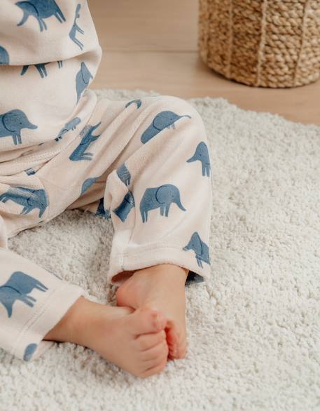 Pyjama en velours éléphant Beige 3 - vertbaudet enfant 