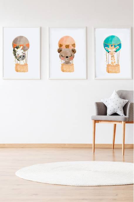Lot 3 cadres muraux animaux enfant Multi coloured 3 - vertbaudet enfant 