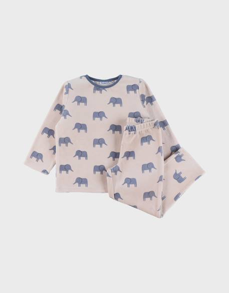 Pyjama en velours éléphant Beige 1 - vertbaudet enfant 