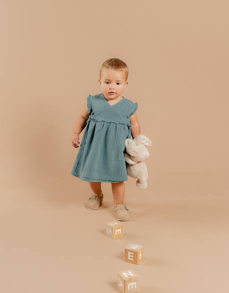 Robe portefeuille mousseline de coton Bleu 2 - vertbaudet enfant 