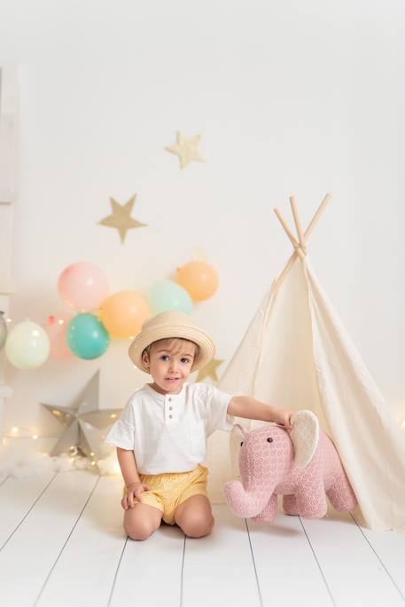 Peluche éléphant mini en coton Pink 2 - vertbaudet enfant 