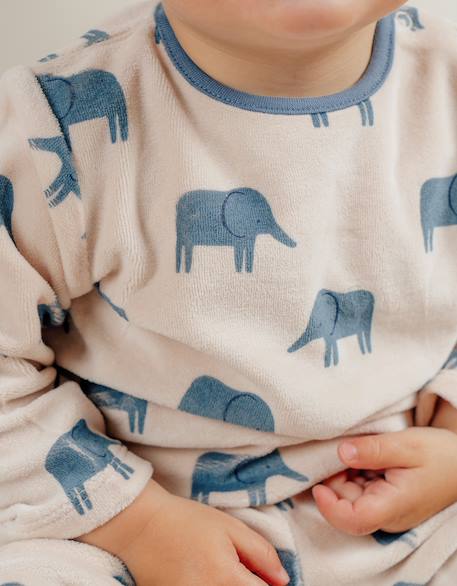 Pyjama en velours éléphant Beige 4 - vertbaudet enfant 