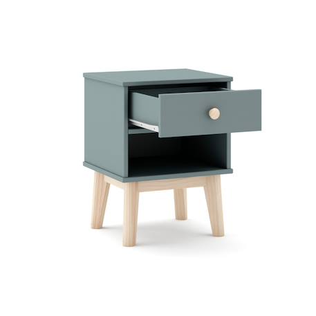 Chevet enfant 1 tiroir - gamme simon Blanc+Vert kaki 12 - vertbaudet enfant 