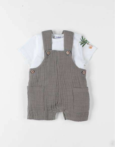Ensemble salopette avec t-shirt coton Blanc 3 - vertbaudet enfant 