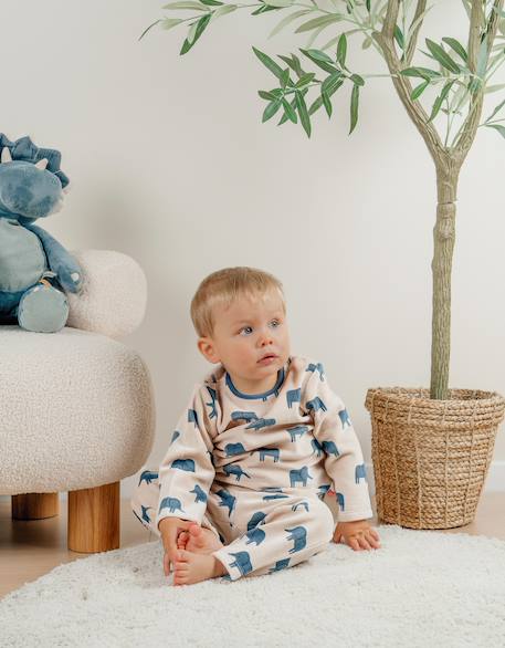 Pyjama en velours éléphant Beige 2 - vertbaudet enfant 