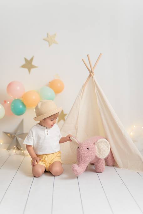 Peluche éléphant mini en coton Pink 5 - vertbaudet enfant 