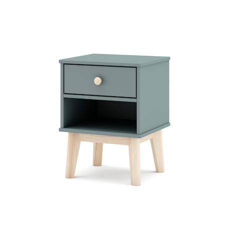 Chevet enfant 1 tiroir - gamme simon Blanc+Vert kaki 11 - vertbaudet enfant 