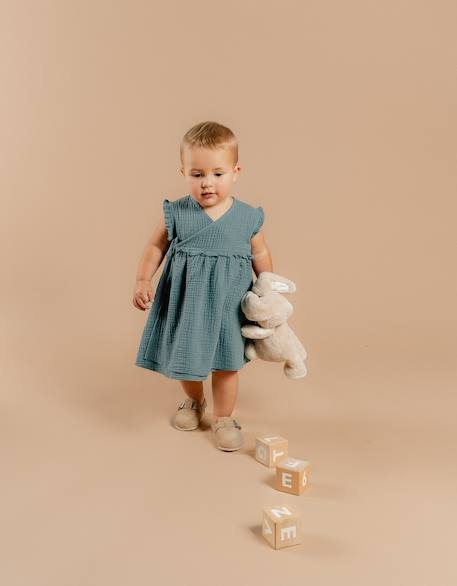 Robe portefeuille mousseline de coton Bleu 3 - vertbaudet enfant 