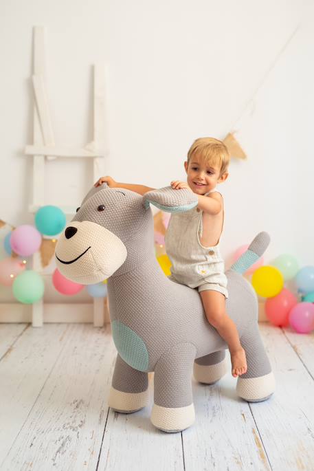 Grand peluche siège d’appoint chien cocker Gris clair et bleu 2 - vertbaudet enfant 