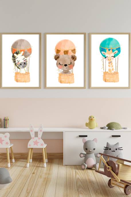 Lot 3 cadres muraux animaux enfant Multi coloured 2 - vertbaudet enfant 