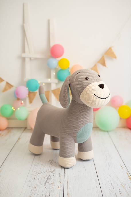 Grand peluche siège d’appoint chien cocker Gris clair et bleu 3 - vertbaudet enfant 