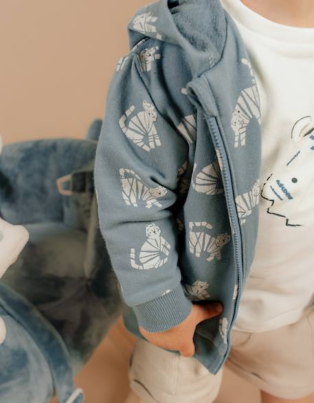 Sweat à capuche molleton Bleu 3 - vertbaudet enfant 