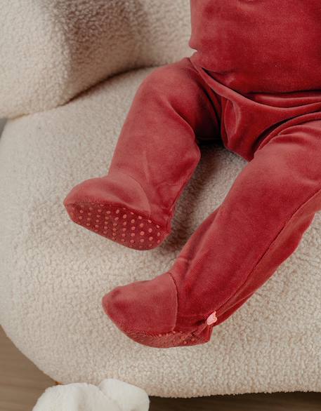 Pyjama bébé en velours brodé escargot Rouge 3 - vertbaudet enfant 