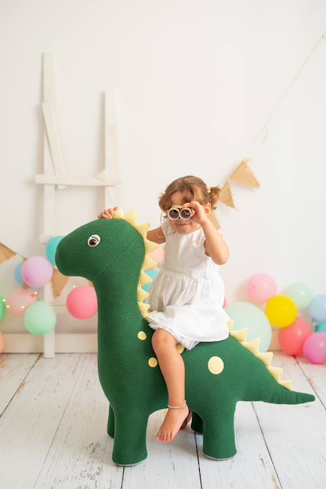 Grand peluche siège d’appoint dinosaure Vert olive 2 - vertbaudet enfant 