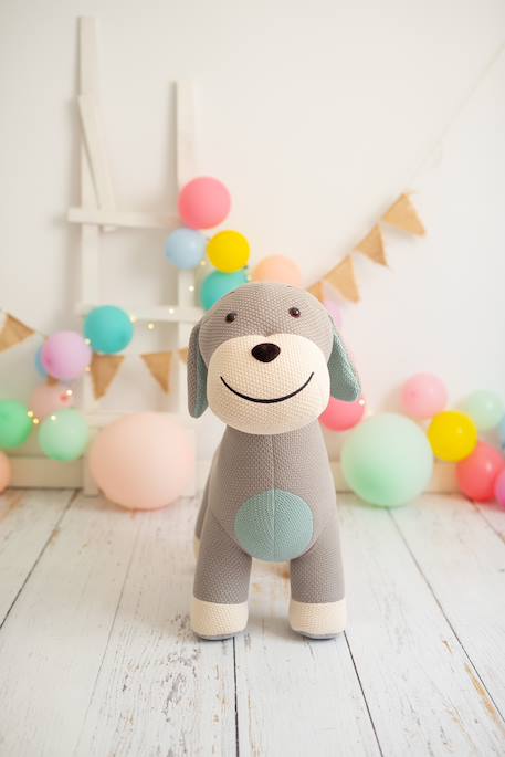 Grand peluche siège d’appoint chien cocker Gris clair et bleu 6 - vertbaudet enfant 