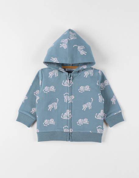 Sweat à capuche molleton Bleu 1 - vertbaudet enfant 