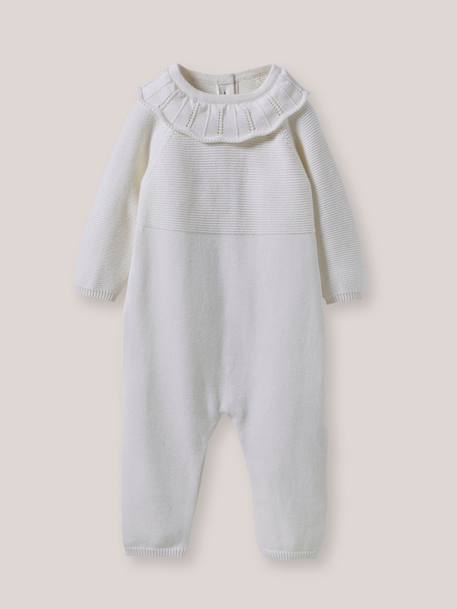 Combinaison à collerette bébé - coton biologique Ecru 1 - vertbaudet enfant 