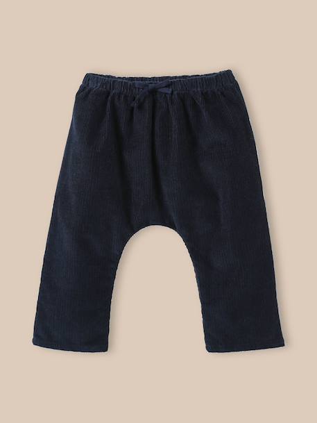 Pantalon sarouel en velours bébé Beige+Marine 5 - vertbaudet enfant 