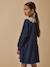 Robe grand col brodé - coton biologique Ecru chine+Marine 6 - vertbaudet enfant 