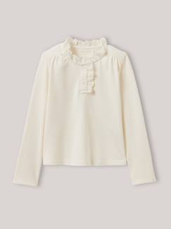 T-shirt fille col montant brodé - coton biologique  - vertbaudet enfant