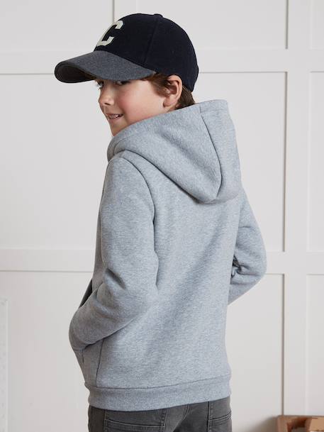 Sweat zippé à capuche garçon Gris chine 4 - vertbaudet enfant 