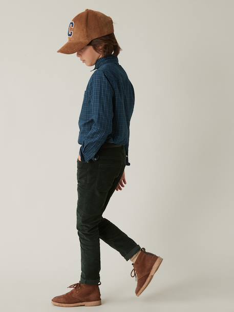 Slim en velours garçon Beige clair uni+Bleu fonce uni+Vert fonce uni 15 - vertbaudet enfant 