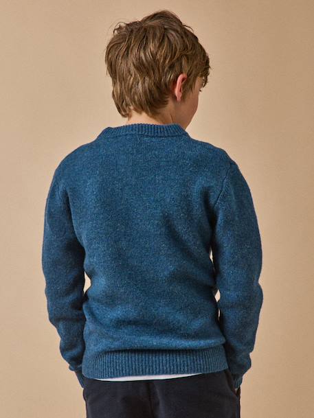 Pull garçon en laine merinos Bleu+Bleu clair+Gris chine+Vert 4 - vertbaudet enfant 