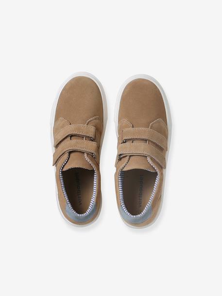 Baskets enfant garçon en cuir à scratchs beige+marine 4 - vertbaudet enfant 
