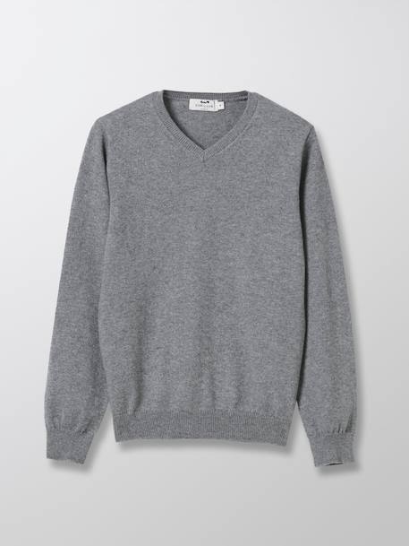 Pull col v garçon Bleu fonce uni+Gris fonce chine 3 - vertbaudet enfant 