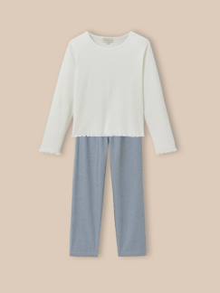 Pyjama bi-matière vichy fille  - vertbaudet enfant