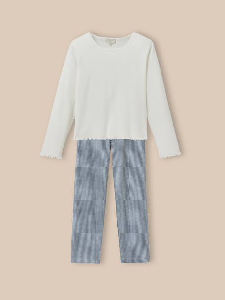 Pyjama bi-matière vichy fille Vichy bleu 1 - vertbaudet enfant 