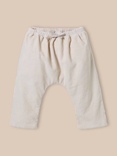 Pantalon sarouel en velours bébé Beige+Marine 1 - vertbaudet enfant 