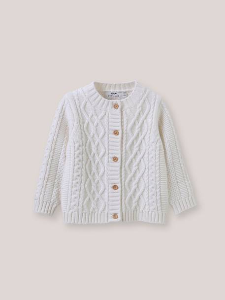 Cardigan bébé à torsades Ecru 1 - vertbaudet enfant 