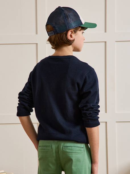 Pull col rond garçon Bleu fonce uni 5 - vertbaudet enfant 
