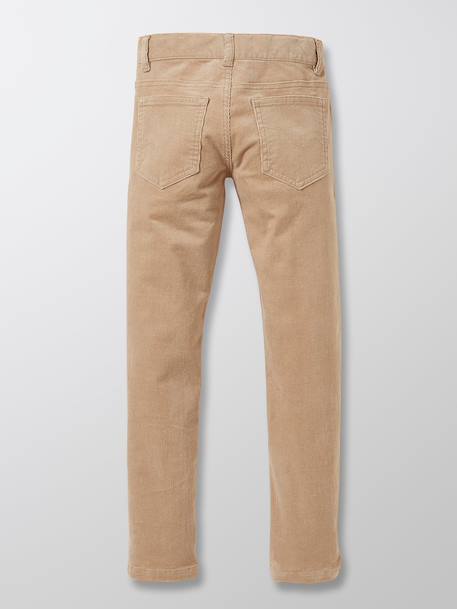 Slim en velours garçon Beige clair uni+Bleu fonce uni+Vert fonce uni 2 - vertbaudet enfant 