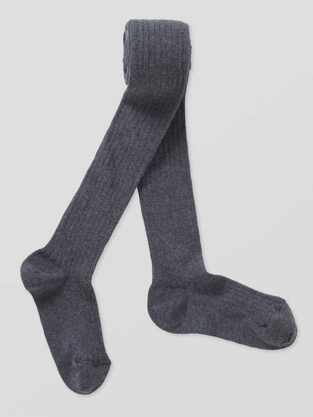 Collants à côtes fille Gris chine fonce+Marine 4 - vertbaudet enfant 