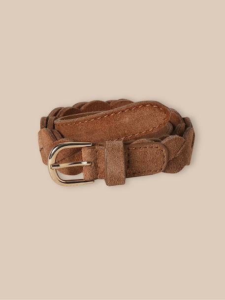 Ceinture tressée en cuir Camel 1 - vertbaudet enfant 