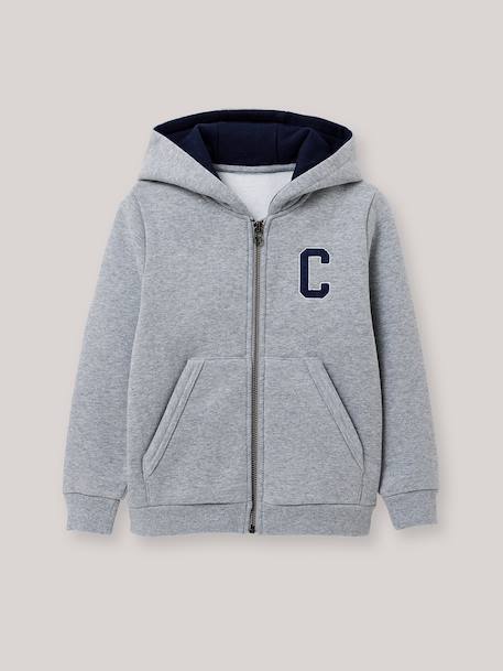Sweat zippé à capuche garçon Gris chine 1 - vertbaudet enfant 