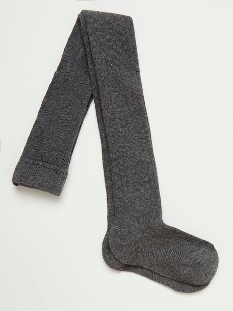 Collants à côtes fille Gris chine fonce+Marine 1 - vertbaudet enfant 