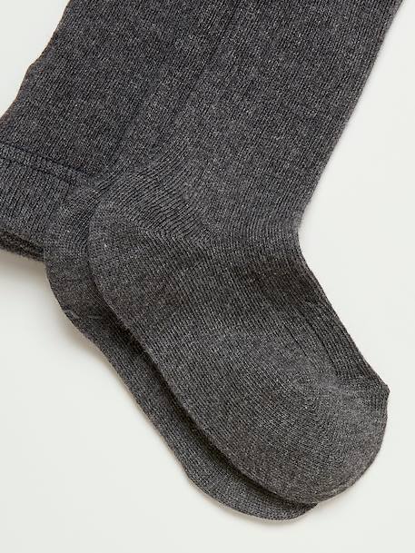 Collants à côtes fille Gris chine fonce+Marine 2 - vertbaudet enfant 