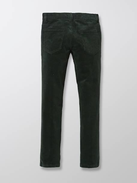 Slim en velours garçon Beige clair uni+Bleu fonce uni+Vert fonce uni 12 - vertbaudet enfant 