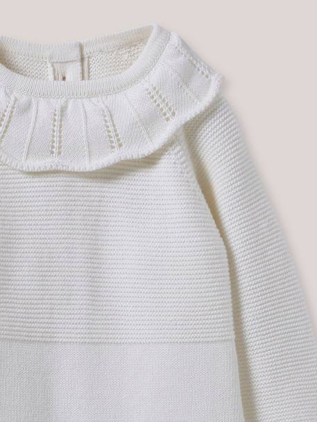 Combinaison à collerette bébé - coton biologique Ecru 2 - vertbaudet enfant 