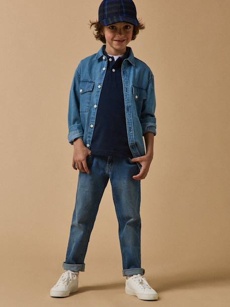 Chemise en denim garçon Bleu fonce uni 5 - vertbaudet enfant 