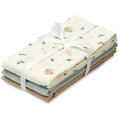 Puériculture-Lot de 3 langes en mousseline mix blueberries